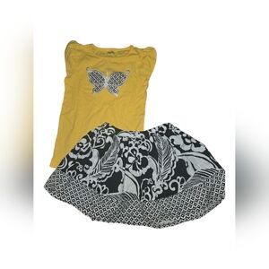Gymboree Yellow Butterfly Top with Black & White Skirt